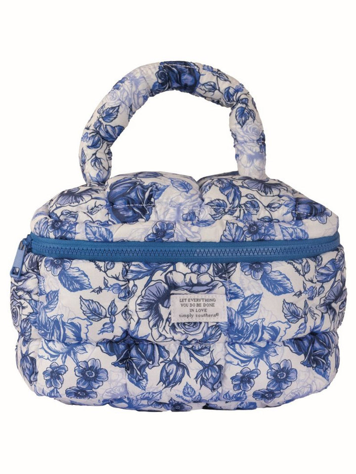 Simply Southern Blue & White Puff Glam Bag