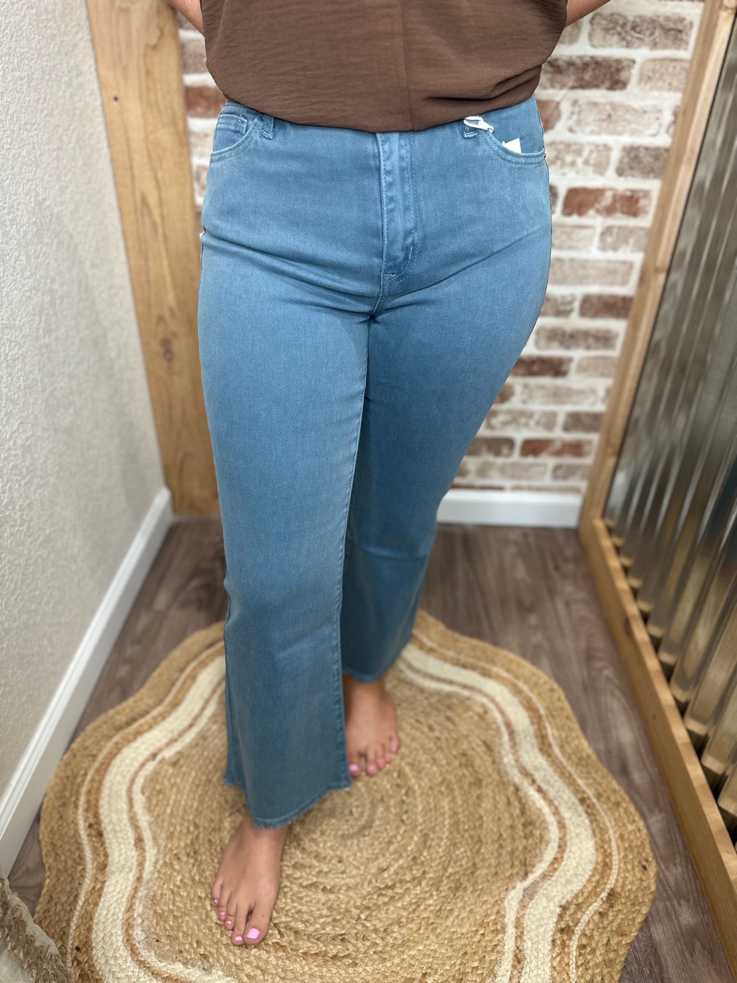 Teal| Skye Acid Washed Jeans