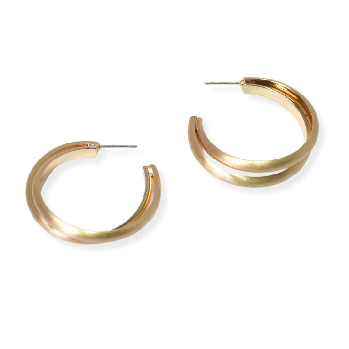 GOLD - MEDIUM DOUBLE ROW HOOP EARRING