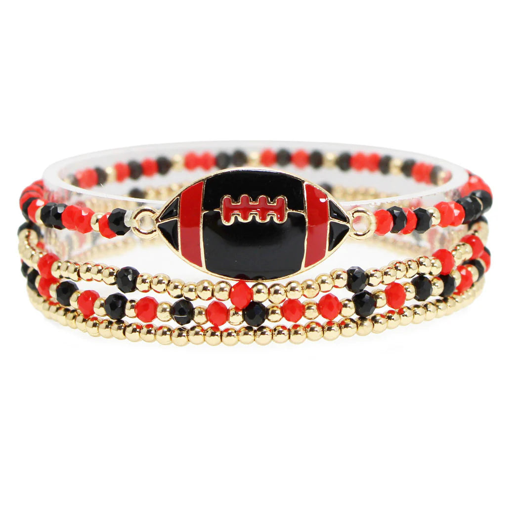 GAME DAY FOOTBALL MULTI LAYERED BEADED STRETCH BRACELET