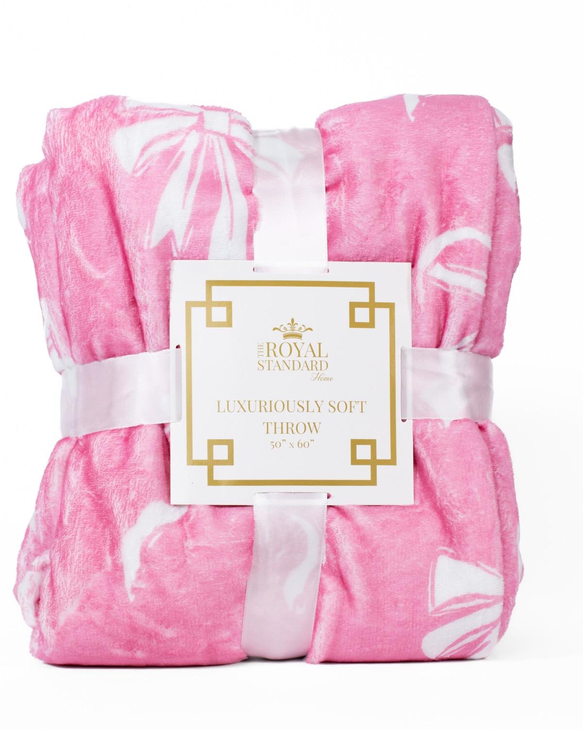Hannah Bow Throw Blanket| Pink