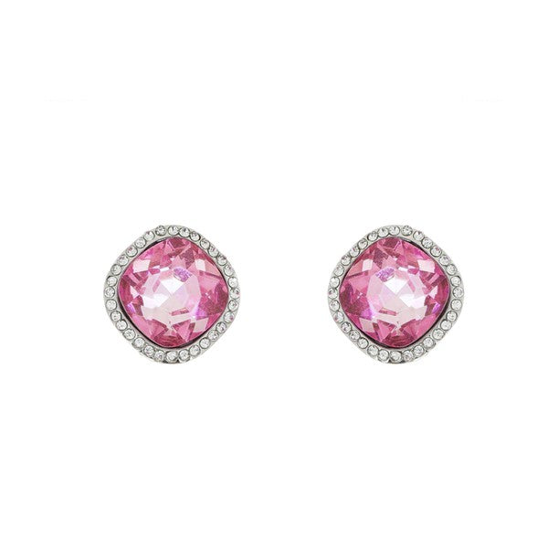 Crystal Diamond Shaped Halo Stud Earrings