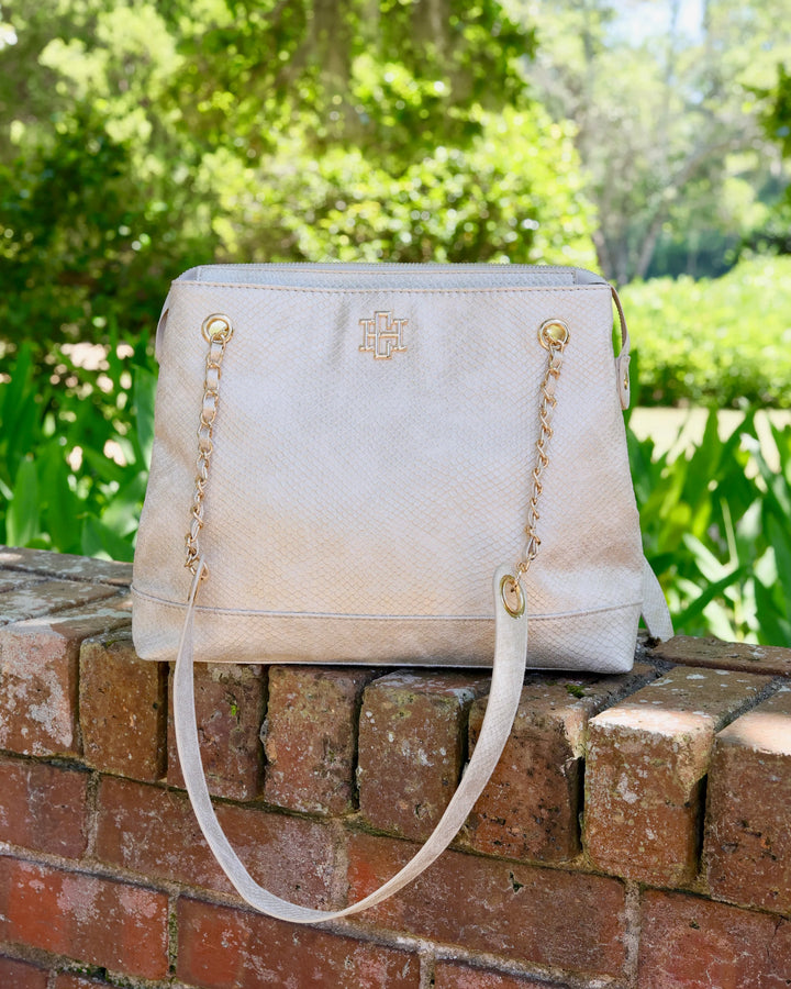 Teegan Tote| Shimmer Champaign
