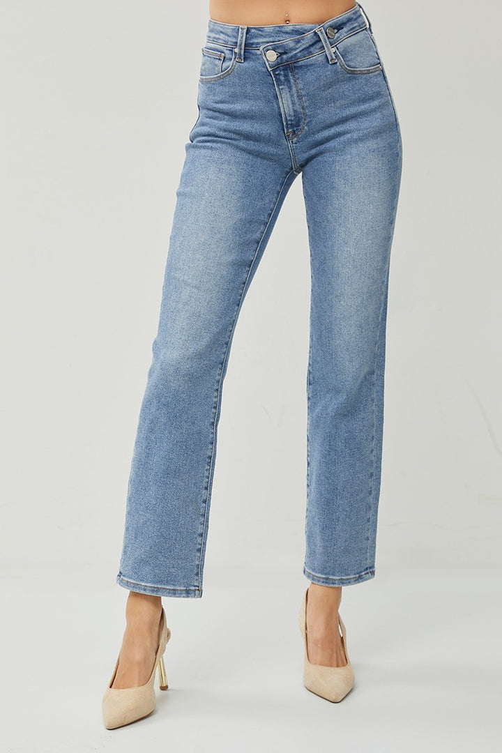 Light High Rise Crossover Straight Jeans