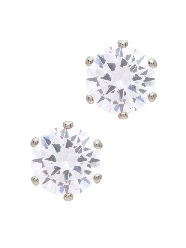 SILVER 6M CRYSTAL STUD EARRINGS