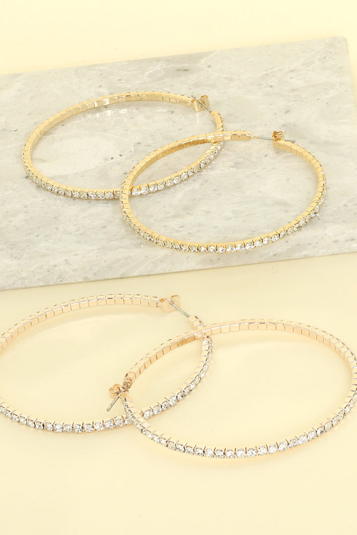 Rhinestone hoop earring