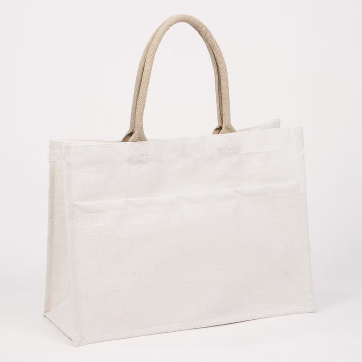 Jute Pocket Tote in White