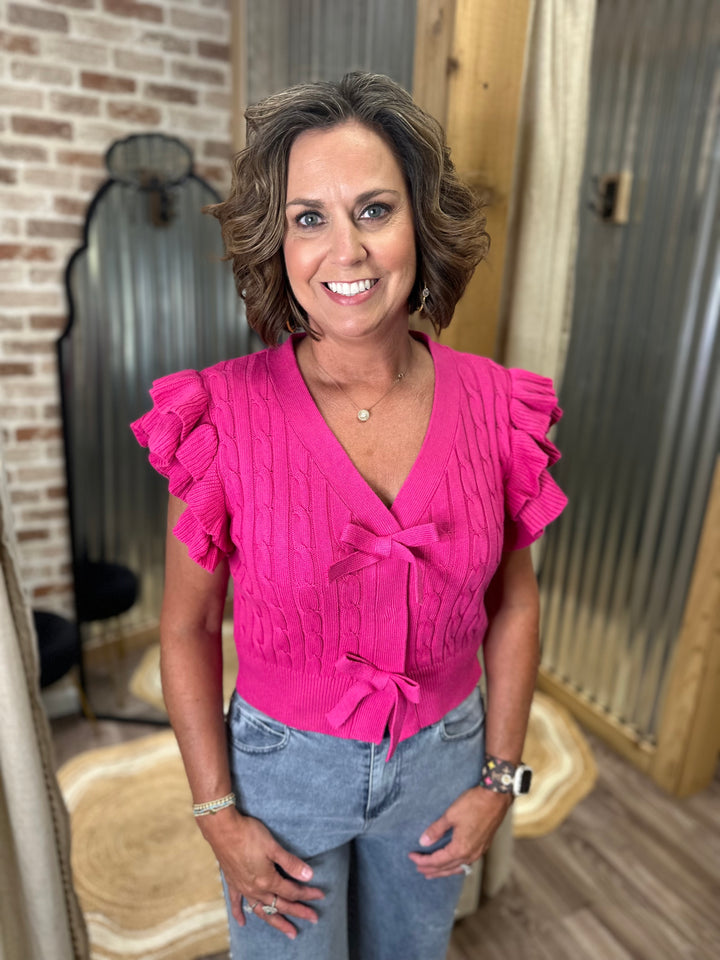 The Endless Pink bow Sweater Top
