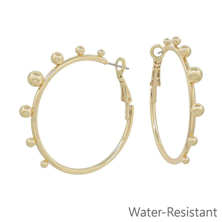 Graduated Bead On Hoop Earring