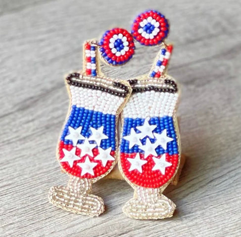 Stars & Stripes Drink Earrings