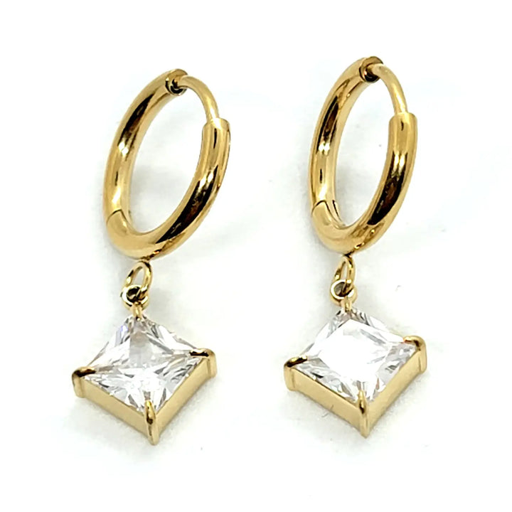 Gold Diamond Huggie Hoops
