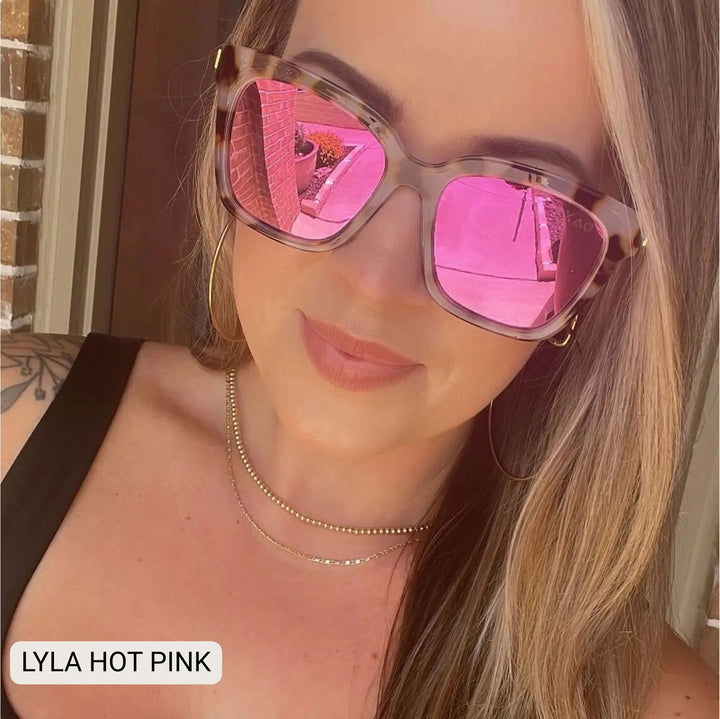 Lyla - Polarized Medium Cat Eye Sunglasses | Hot Pink