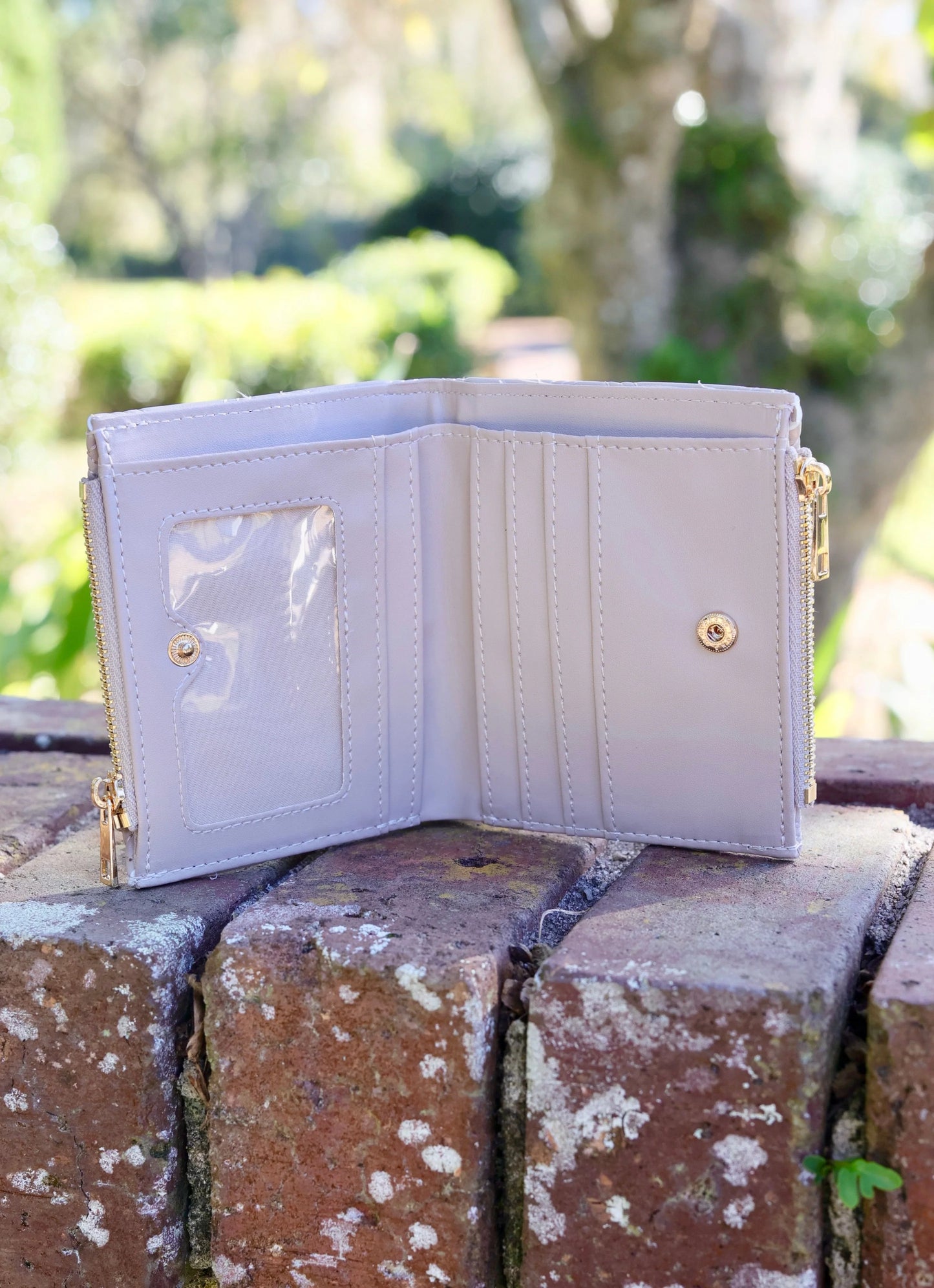 Monica Double Zip Wallet Shimmer Champagne