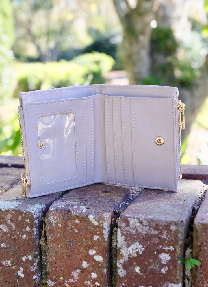 Monica Double Zip Wallet Pearl Quilted DQ