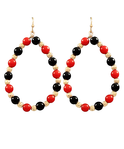 Red & Black Beaded Earrings
