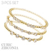 Gold and Dainty CZ Stackable Set of 3 Bracelets