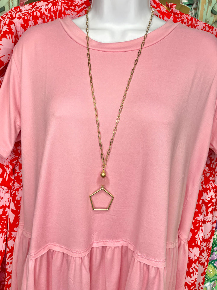 Pink Pentagon Necklace