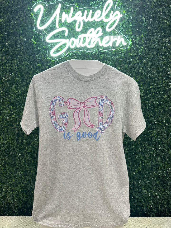 God is Good Floral Ribbon | Ash Grey