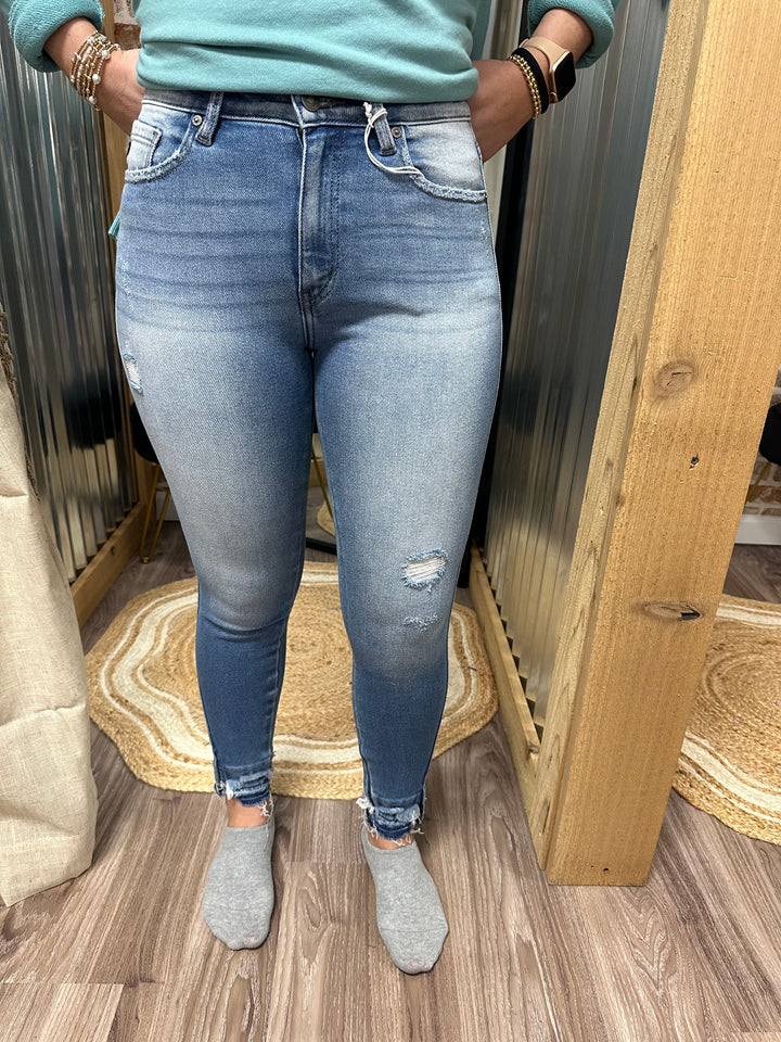 HIGH RISE ANKLE SKINNY JEANS MEDIUM WASH