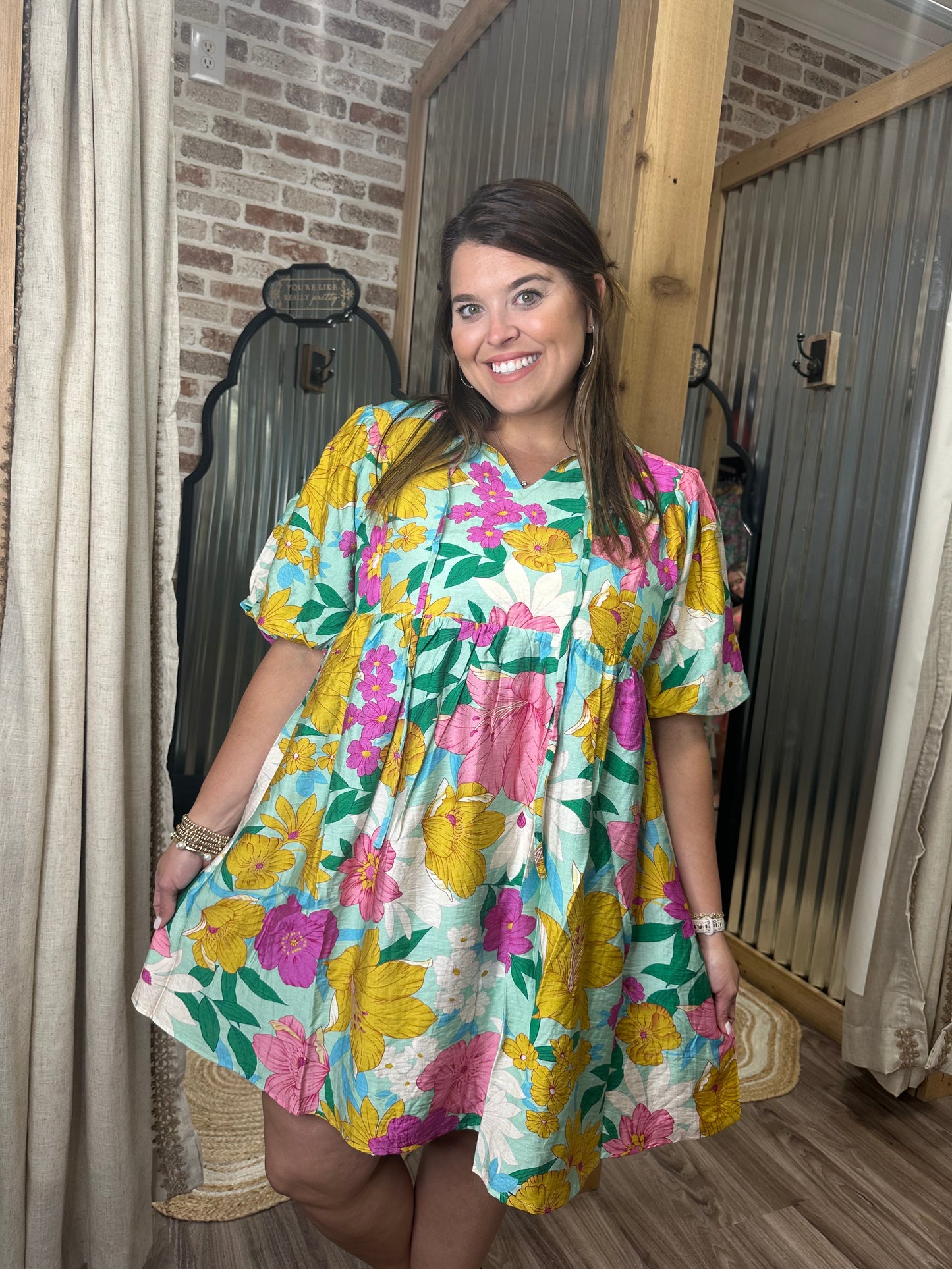 Curvy- Keep it Floral Printed Dress