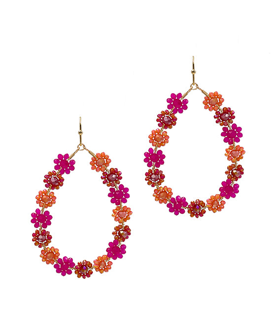 Flower Beads Teardrop Earrings