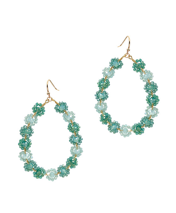 Flower Beads Teardrop Earrings