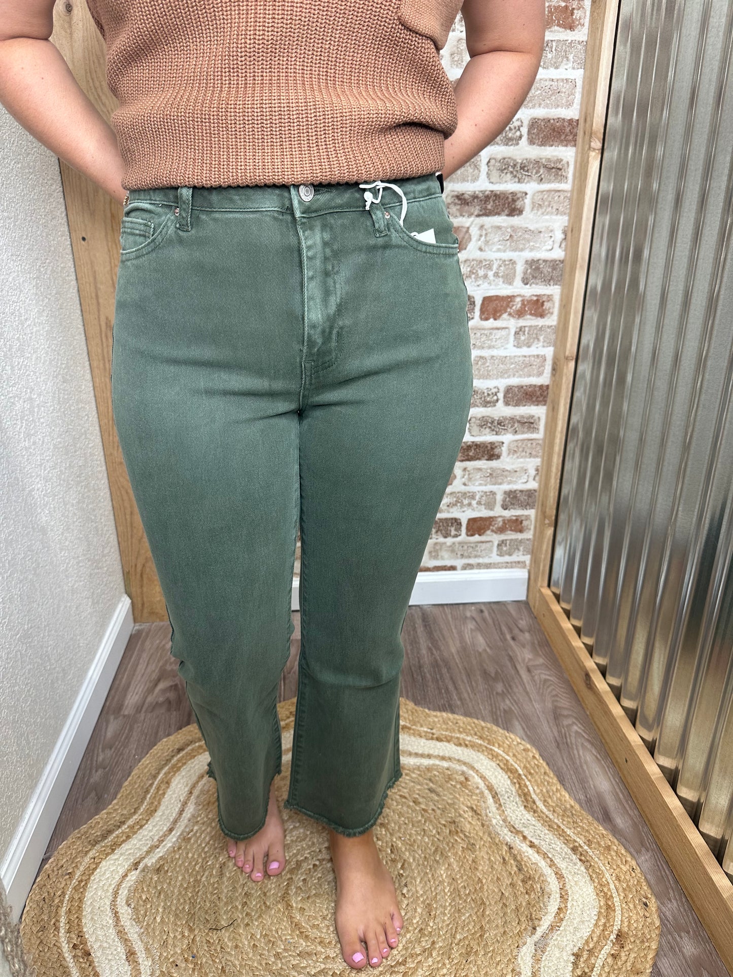 Olive| Skye Acid Washed Jeans