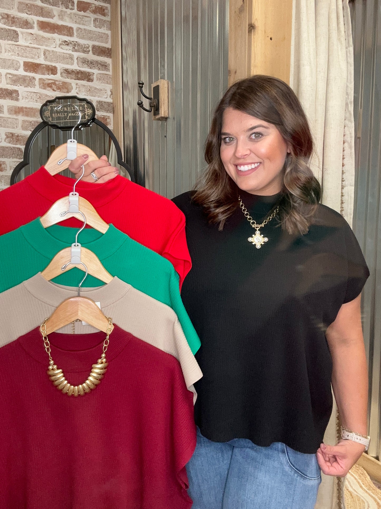 VISCOSE MOCK NECK SHORT SLEEVE BOXY SWEATER | K Green