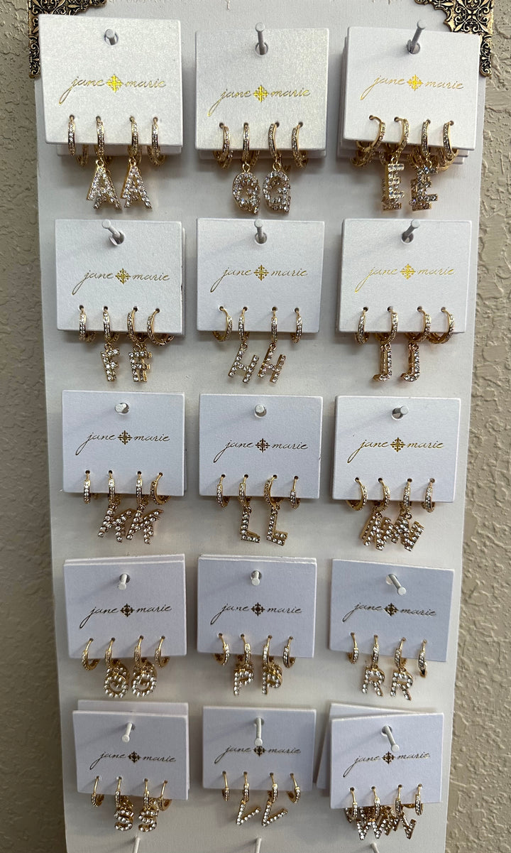 Initial Crystal Huggie Earrings