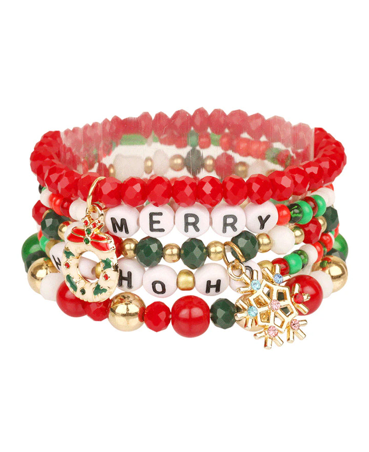 Multi Bead w/ Charms Christmas Bracelet