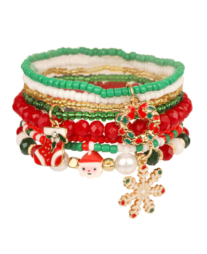 Multi Bead w/ Charms Christmas Bracelet