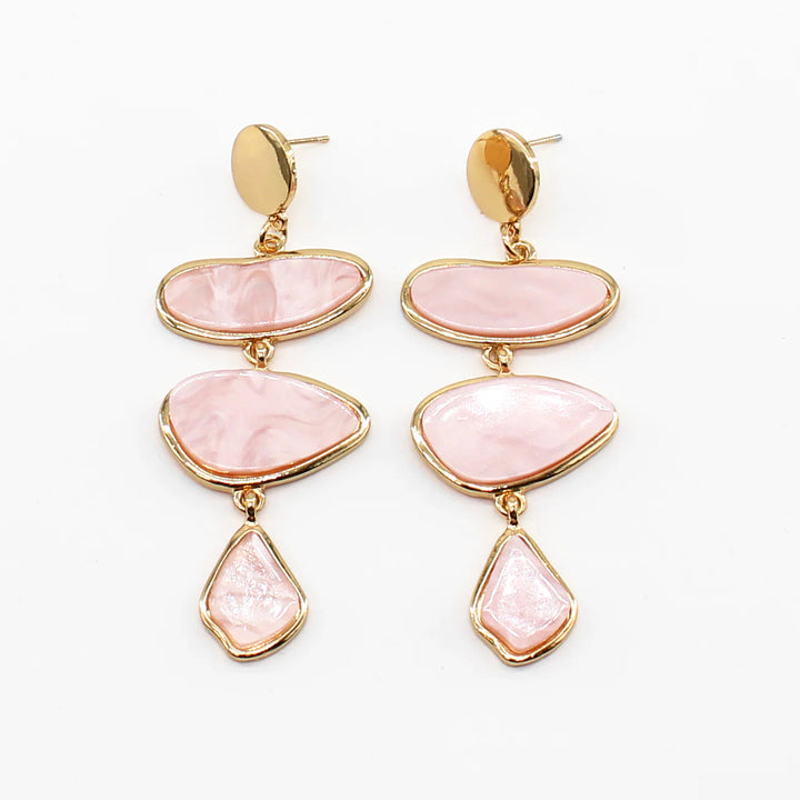 Josephine Pearlized Triple Drop Earrings| Pink