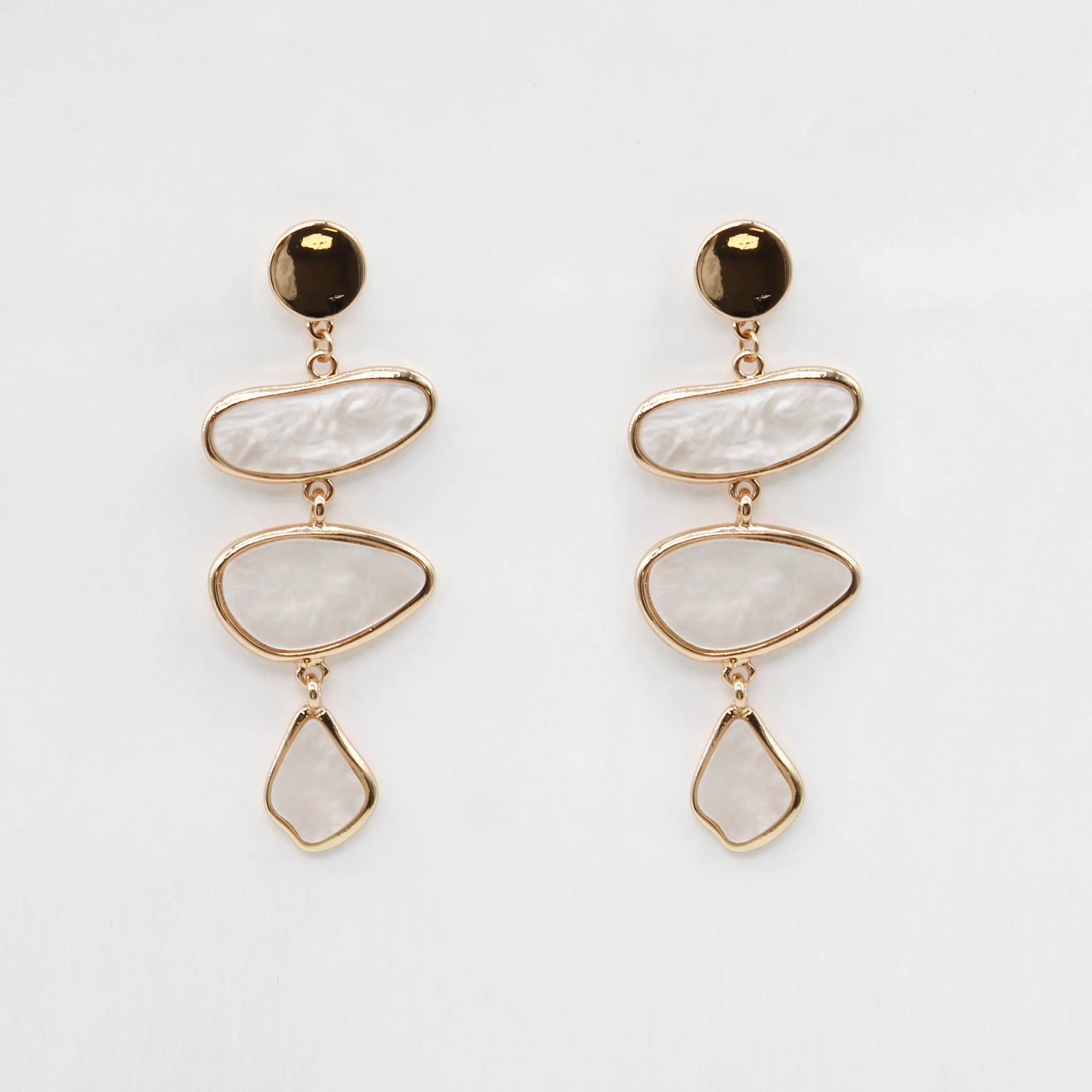 Josephine Pearlized Triple Drop Earrings| White