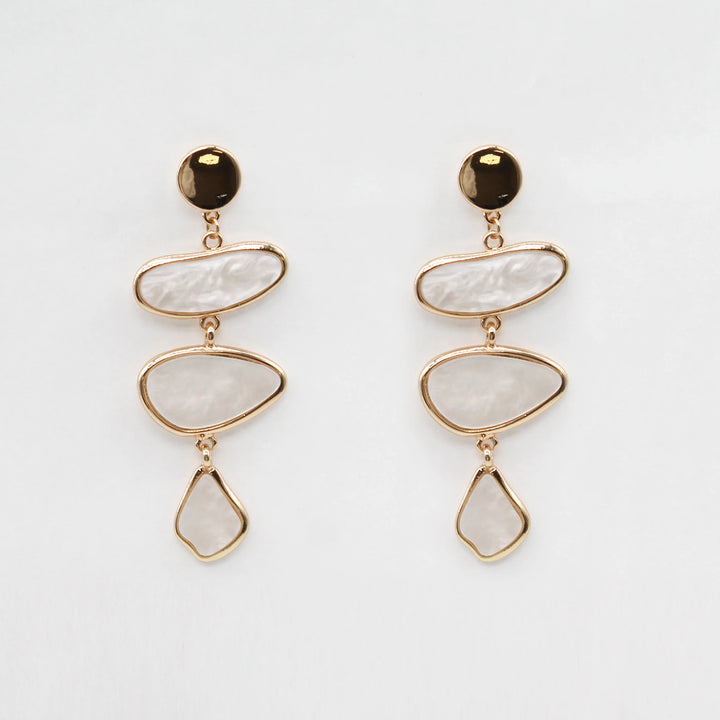 Josephine Pearlized Triple Drop Earrings| White