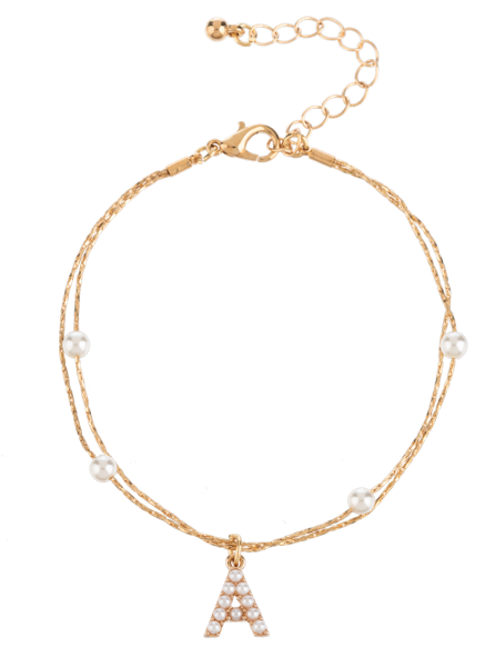 Double Strand Pearl Initial Necklace