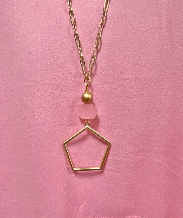 Pink Pentagon Necklace