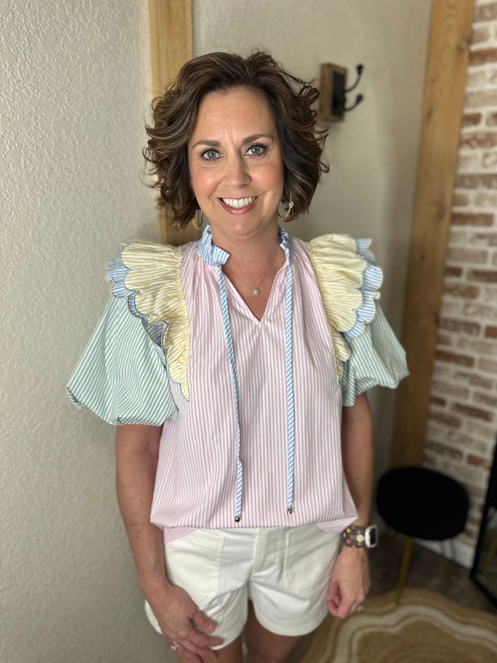 Isla Ruffle Stripe Top