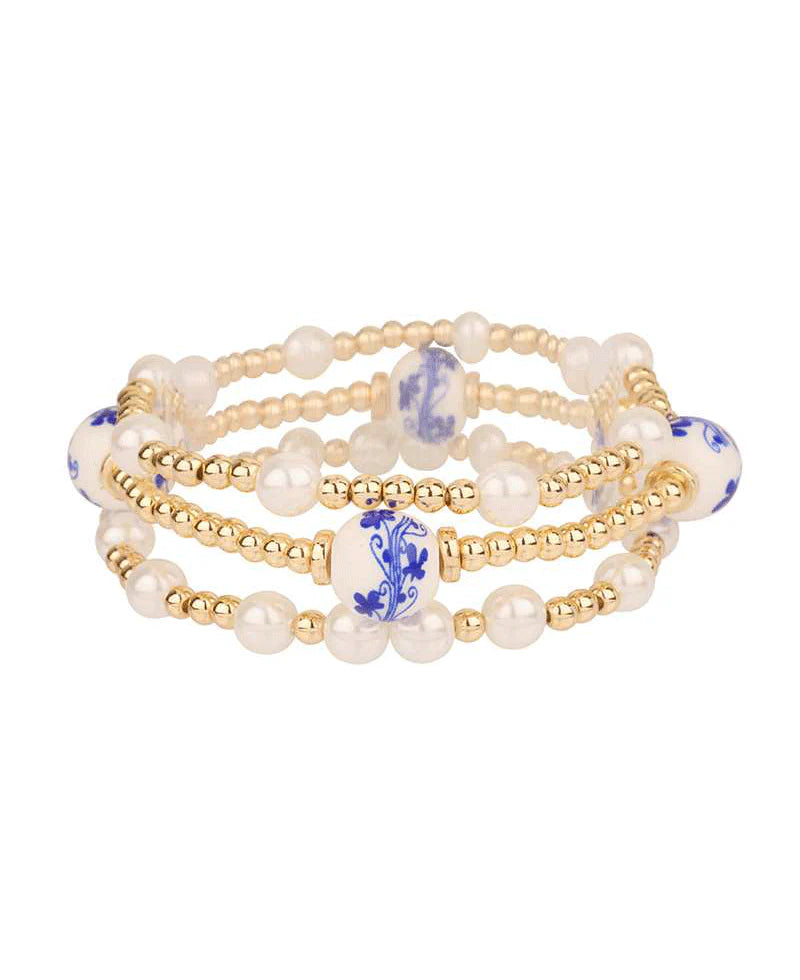 Blue & Pearl Bracelet Set