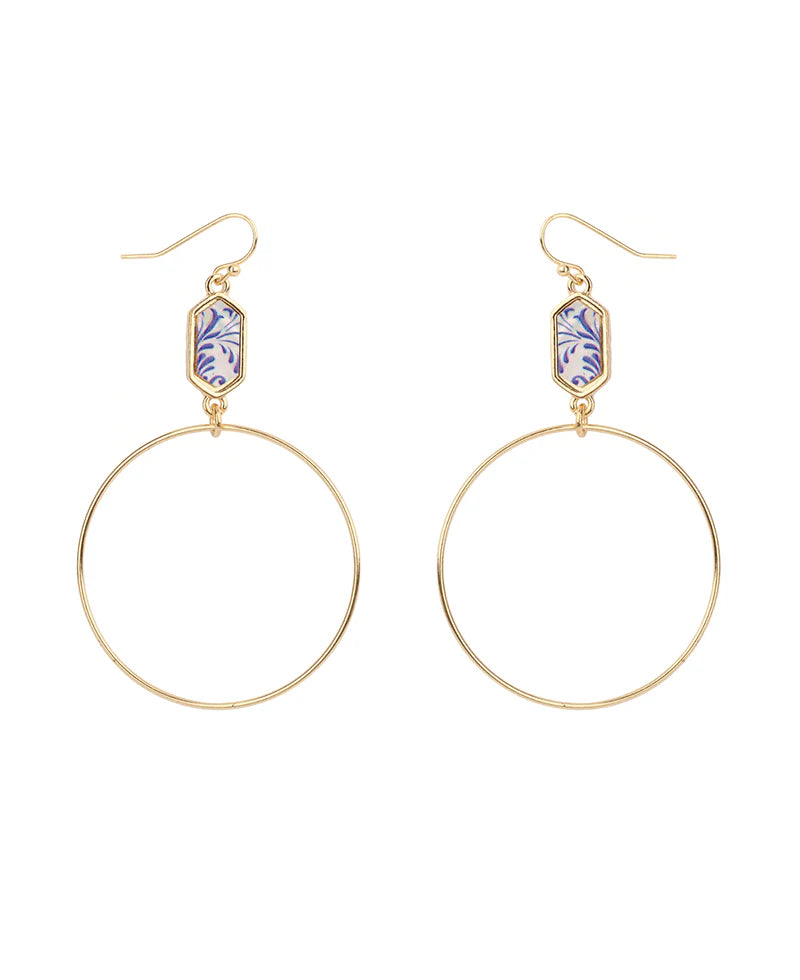 Blue & White Circle Earring