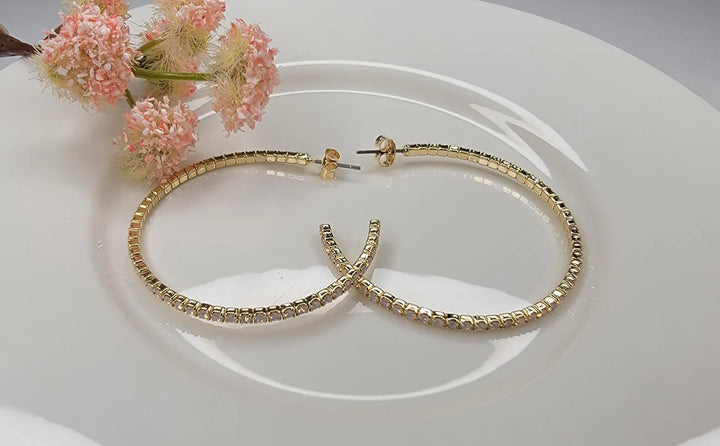 Medium Crystal Hoop Earrings