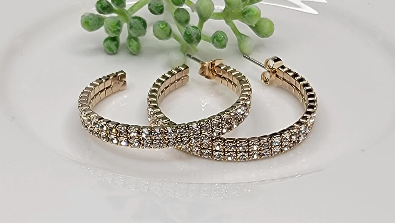 Double Diamond Hoop Earrings