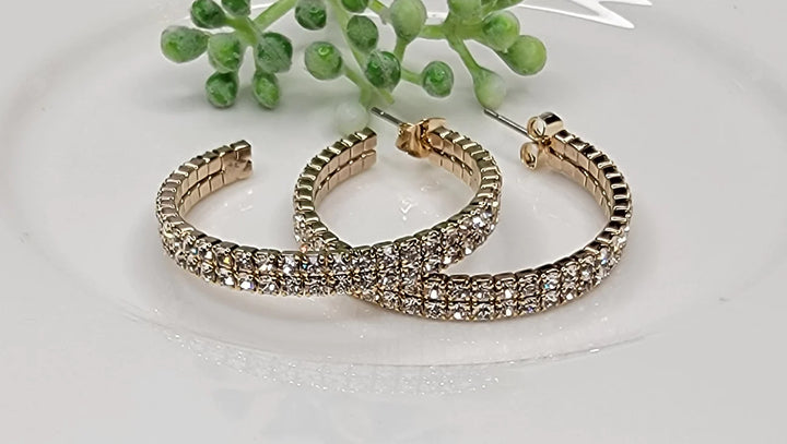 Double Diamond Hoop Earrings