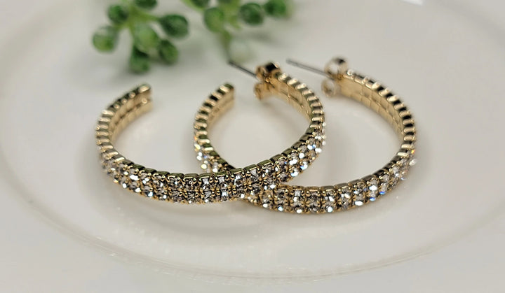 Double Stack Rhinestone Hoop Earrings