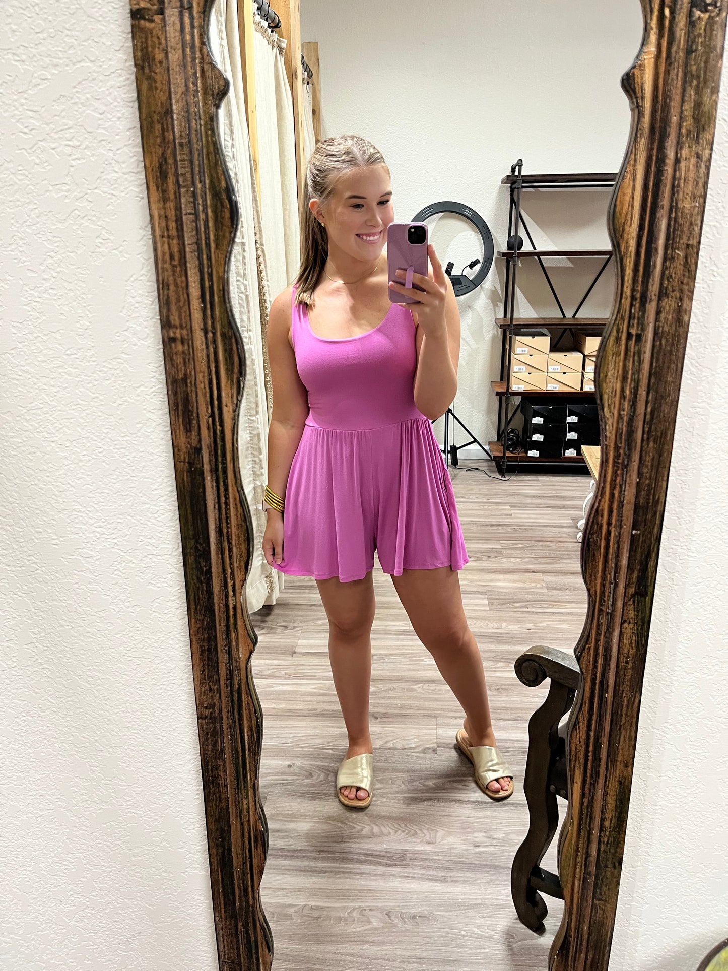 On the Move Romper|Bright Mauve