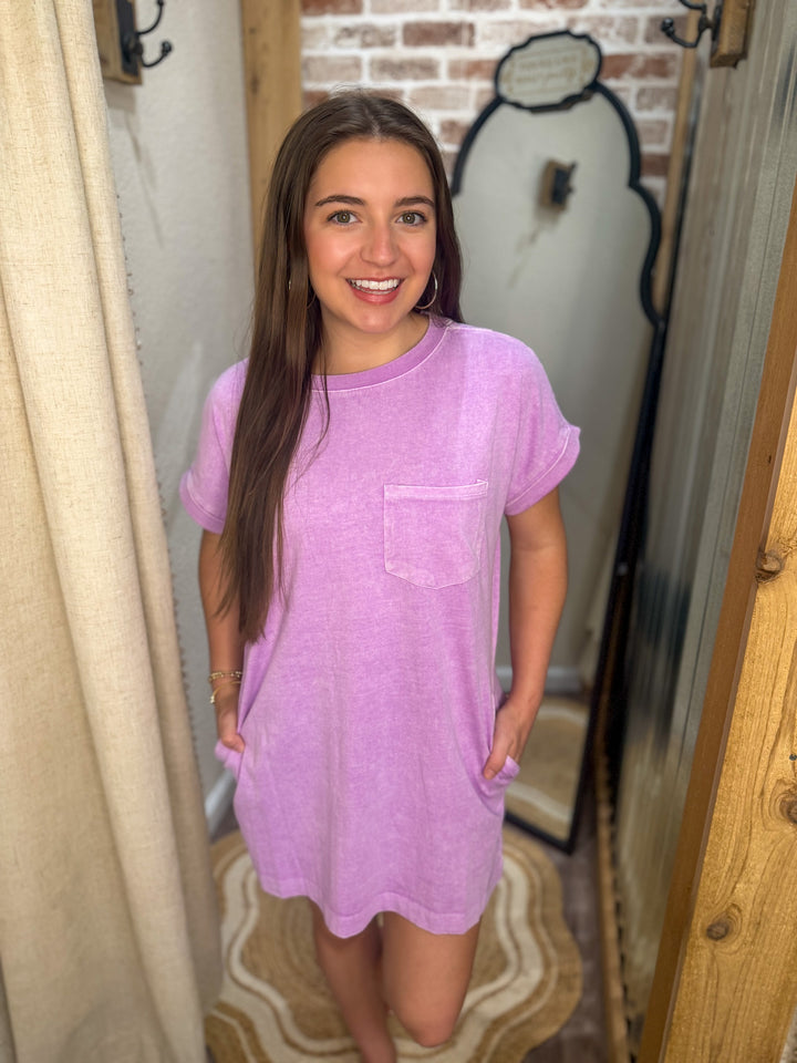 LAVENDER | HALO SNOW WASHED PREMIUM COTTON T-SHIRTS DRESS