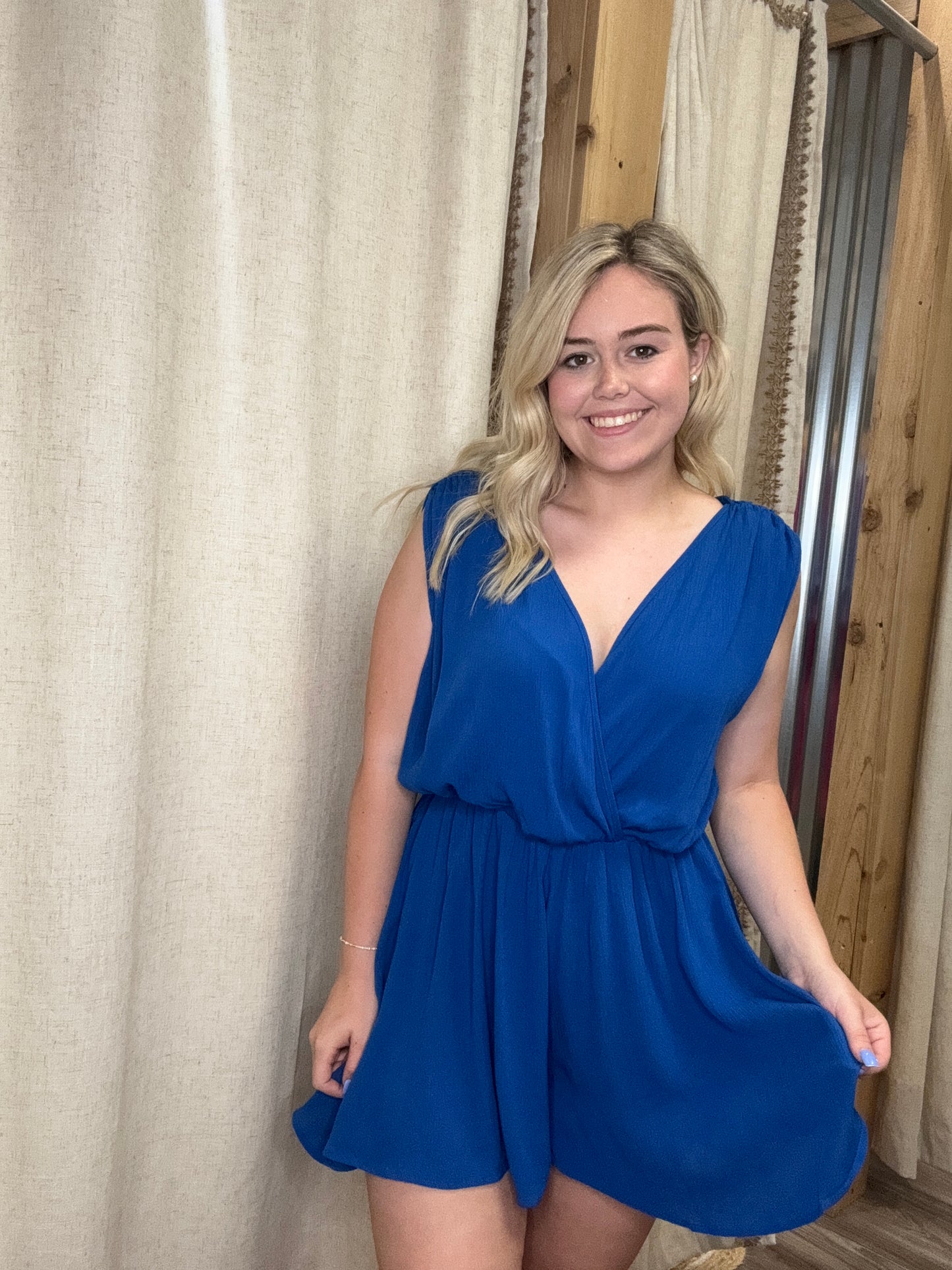 The Sadie Crinkle Romper| Classic Blue