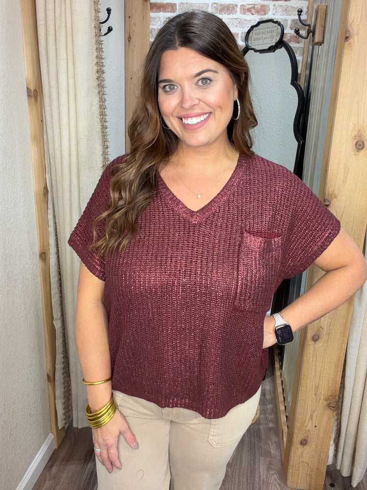 The Everlee Metallic Sweater Top