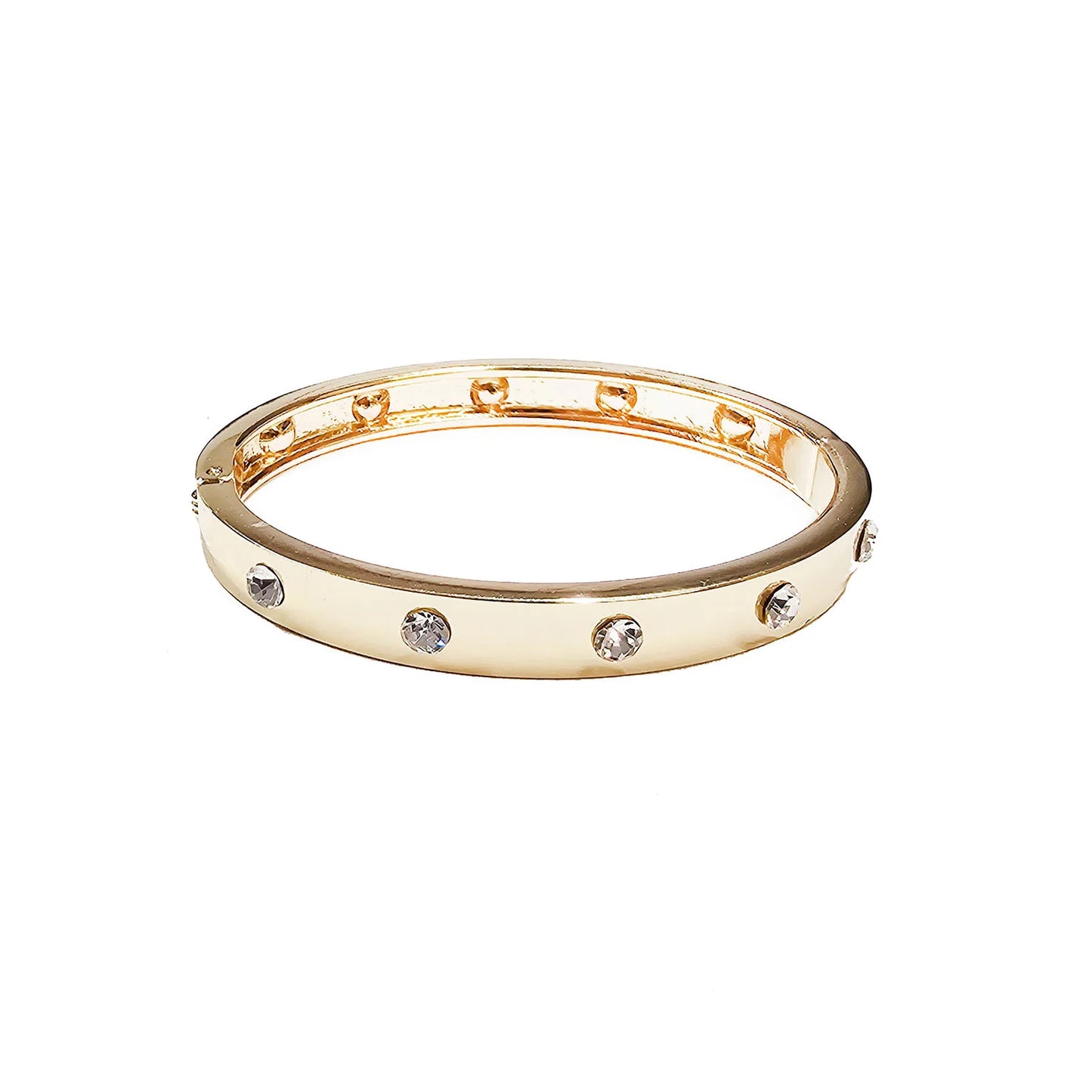Gold Bangle with Crystal Studded Accents