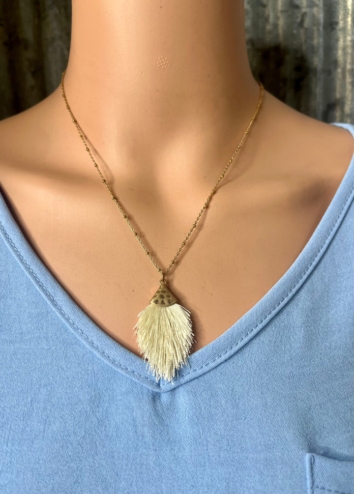Cream Fringe Necklace