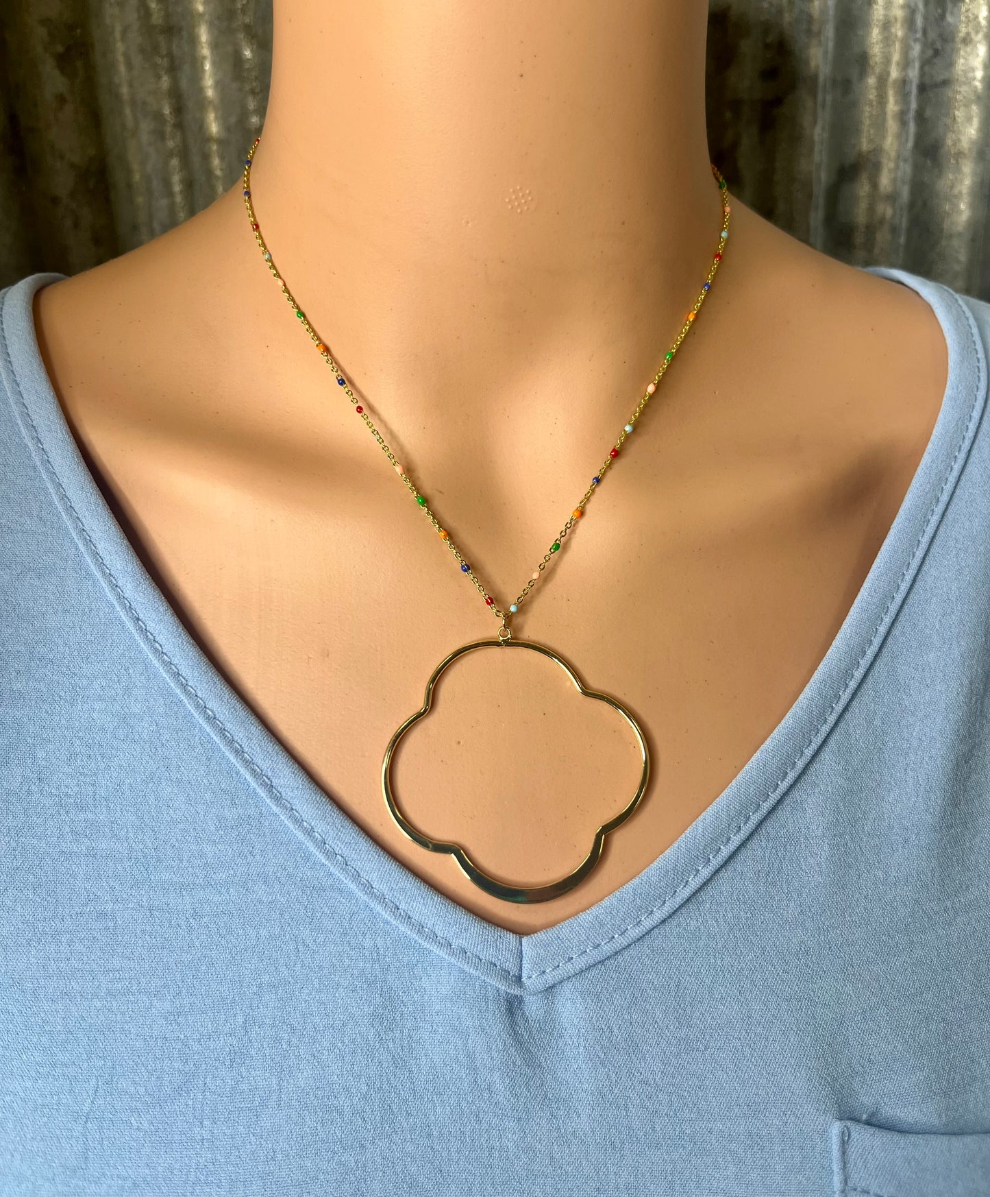 Multi Bead Quatrefoil Necklace